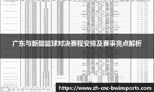 广东与新疆篮球对决赛程安排及赛事亮点解析